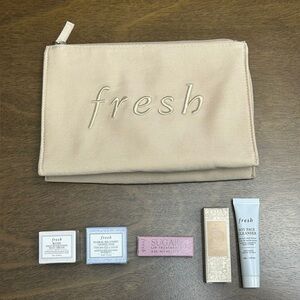 Fresh 6 Pc Travel Set:‎ Sugar Lip, Kombuca Essence, Rose Cream Soy Cleanser